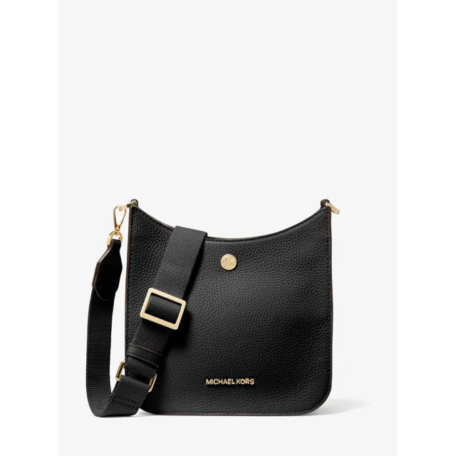 【Michael Kors】專櫃新款防刮皮格 小款Briley黑色皮革斜背包/側背兩用包(側背包 斜背包 黑色)