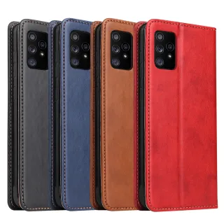 【Fierre Shann】Samsung A52s/A52 5G 6.5吋 磁吸側掀真皮紋手工PU皮套