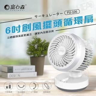 【日本FURIMORI 富力森】6吋創風擺頭循環扇(FU-106)