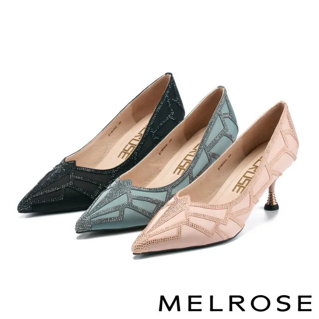 【MELROSE】奢華魅力晶鑽造型尖頭高跟鞋(粉)