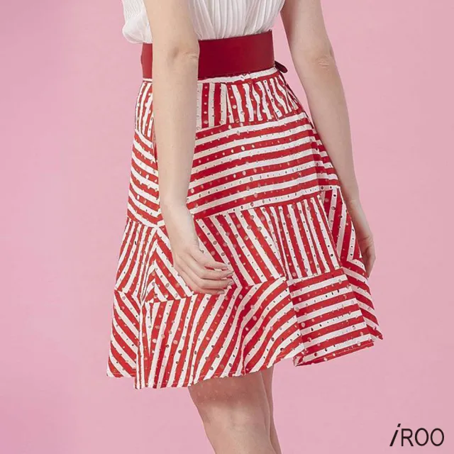 【iROO】條紋魚尾及膝裙