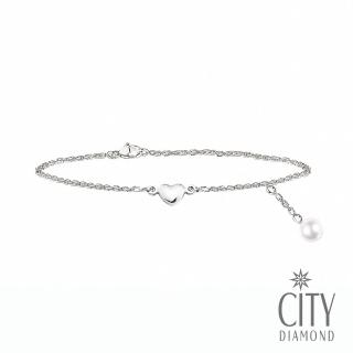 【City Diamond 引雅】網路獨家 天然珍珠 單顆 愛心 腳鍊(職人工藝系列)