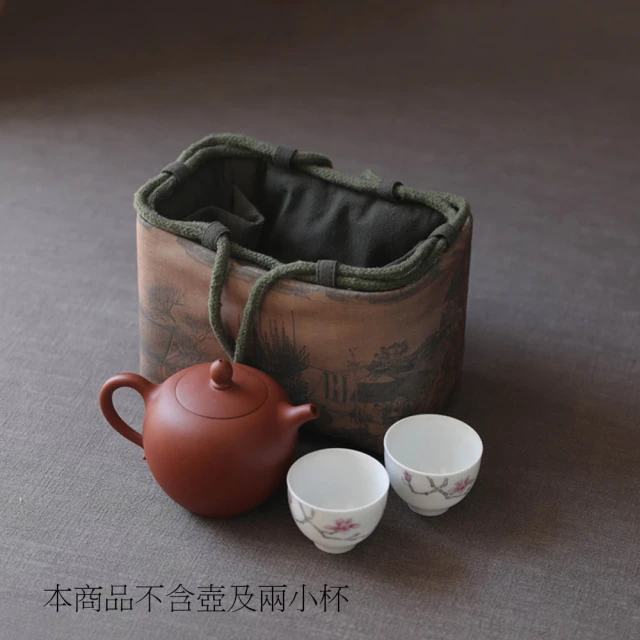 原藝坊 復古風 加厚棉麻茶具收納包 布包 大(清明上河圖)