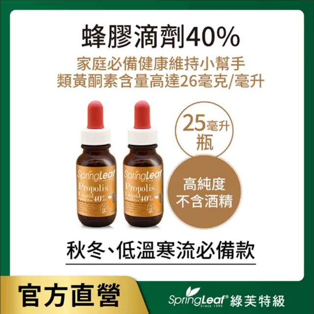 即期品【綠芙特級】蜂膠滴液40%_25mlx2入組(澳洲 蜂蜜 蜂王乳 維生素 葉酸)