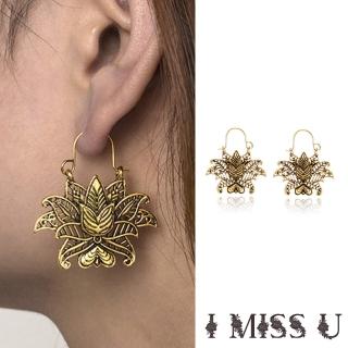 【I MISS U】波西米亞民族風蓮花意象造型耳環(2色任選)