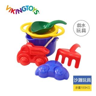 【瑞典Viking Toys】夏日沙灘玩沙工具5件組-可愛車車 82040(玩沙玩具)