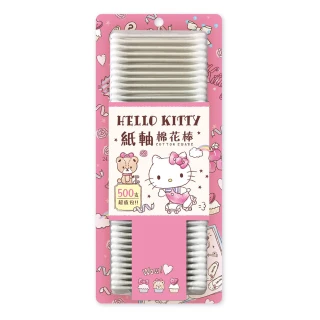 【SANRIO 三麗鷗】Hello Kitty 凱蒂貓紙軸棉花棒 500 支 X 3 盒超值包 環保紙軸桿 柔韌不易折斷