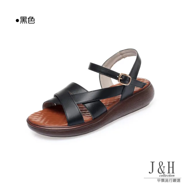 【J&H collection】經典便捷真皮厚底羅馬涼鞋(現+預  白色 / 黑色)