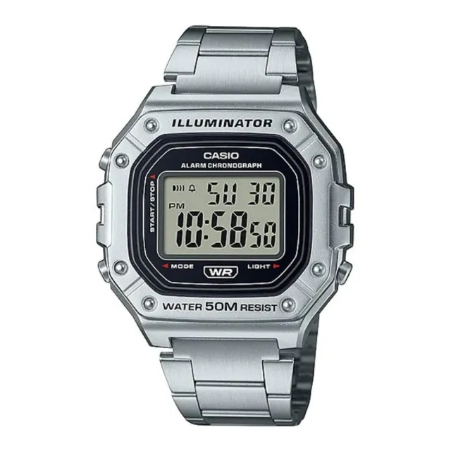 【CASIO 卡西歐】運動風格鋼帶電子錶(W-218HD/W-219HD)