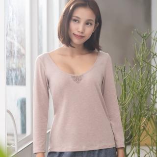 【Wacoal 華歌爾】健康蘭姿-石墨烯 M-LL大U領長袖保暖衣 LT294521L9(杏桃粉)
