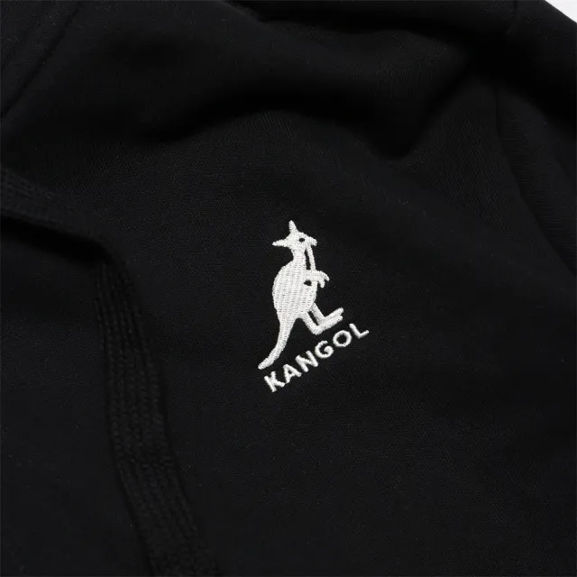 【KANGOL】外套 中性款 黑 刺繡LOGO 刷毛 連帽外套 情侶 男女(6155140120)