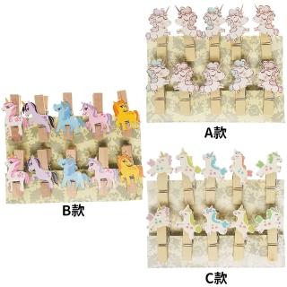 【TDL】照片牆必備木夾子照片夾明信片夾裝飾夾生日佈置美勞用品木夾子彩虹小馬/獨角獸款2卡組 075118