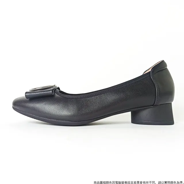 【DeSire】質感真皮金屬飾釦低跟鞋-黑色(1137014-99)