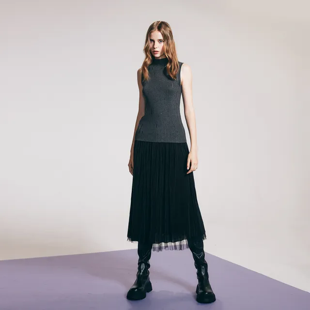 【ICHE 衣哲】Cop.Copine 法國原裝進口針織高領上衣-藍