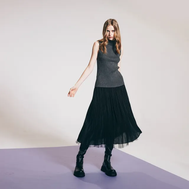 【ICHE 衣哲】Cop.Copine 法國原裝進口針織高領上衣-藍