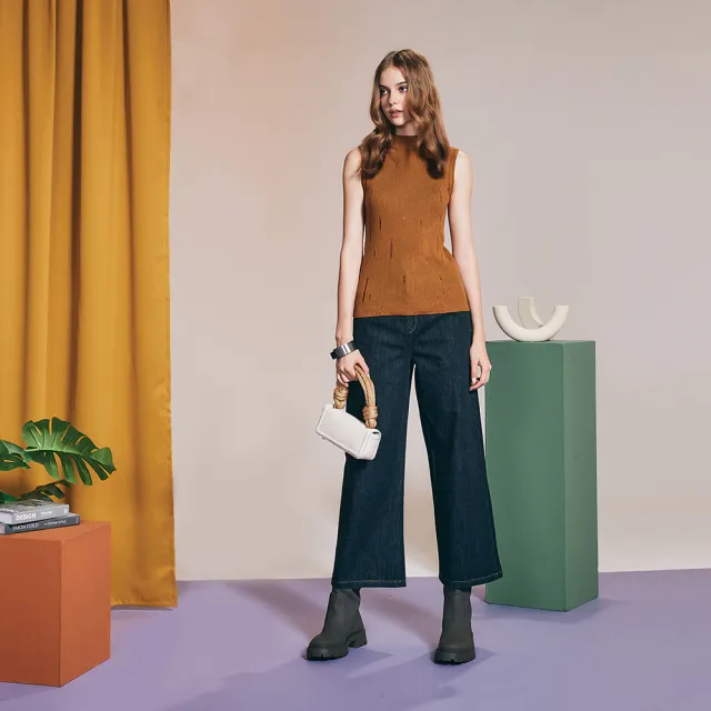 【ICHE 衣哲】Cop.Copine 法國原裝進口針織無袖背心-楓糖褐