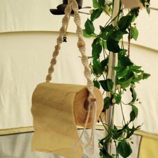 【May shop】ins北歐風牆上壁掛編織風木置物架紙巾架
