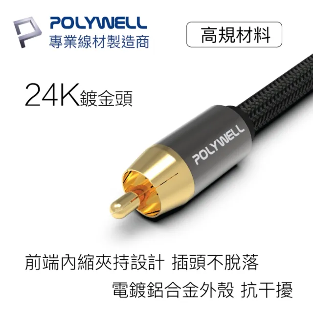 【POLYWELL】RCA數位同軸音源線 75歐姆 BRAID版 5M