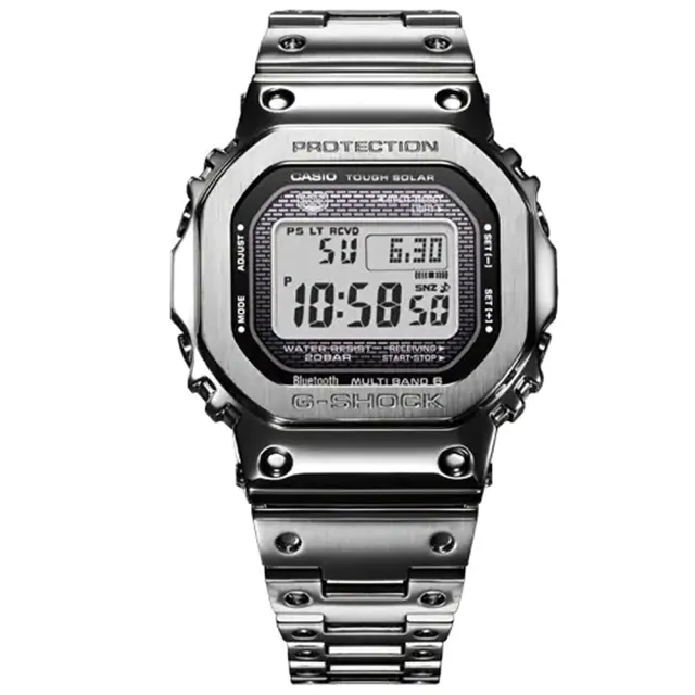 【CASIO 卡西歐】G-SHOCK 太陽能藍牙電波錶-銀 禮物 開學(GMW-B5000D-1)