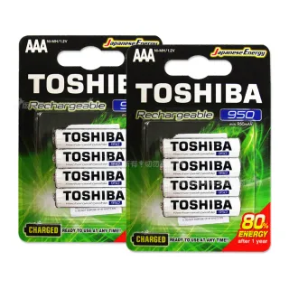 【TOSHIBA 東芝】950mAh 4號低自放電鎳氫充電電池-8顆入(送電池盒)