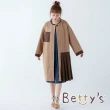 【betty’s 貝蒂思】設計款條紋拼色混羊毛大衣(深卡其)