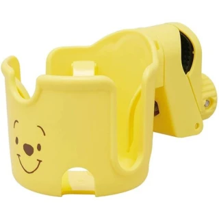 【小禮堂】迪士尼 小熊維尼 嬰兒車用飲料杯架 旋轉杯架 寶特瓶架 夾式杯架 《黃 大臉》