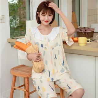 【Wonderland】睡衣 小廚娘100%縲縈兩件式居家睡衣褲(女睡衣/居家睡衣/短袖睡衣)