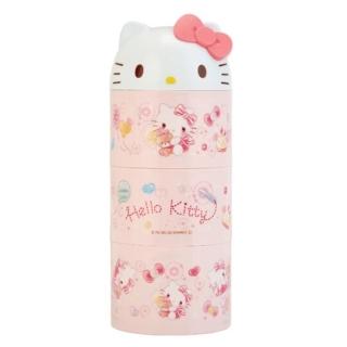 【小禮堂】HELLO KITTY 日本製 造型蓋三層微波便當盒 圓形便當盒 塑膠便當盒 保鮮盒 《粉 大臉》 凱蒂貓
