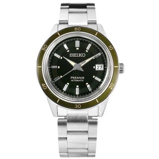【SEIKO 精工】PRESAGE 復刻60年代 機械錶 自動上鍊 不鏽鋼手錶 墨綠色 41mm(4R35-05A0G.SRPG07J1)