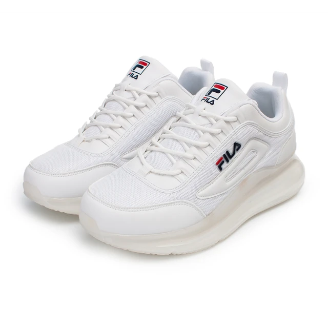 【FILA】男款全白輕量緩陣氣墊休閒鞋NO.1J327V111