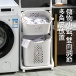 【Mr.Box】北歐風洗衣籃雙層推車(單桿衣架/附滑輪)