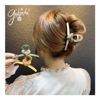 【HaNA 梨花】韓國居家磨砂少女心可愛感．愛心LOVE亞克力抓夾(抓夾 鯊魚夾 韓國髮夾)