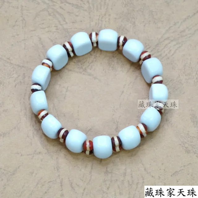 【藏珠家】白玉髓小板珠天珠手鍊
