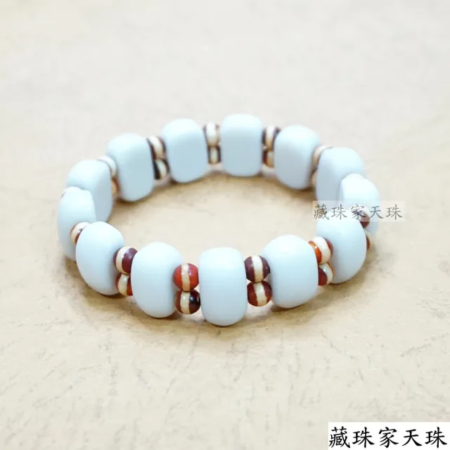 【藏珠家】白玉髓小板珠天珠手鍊