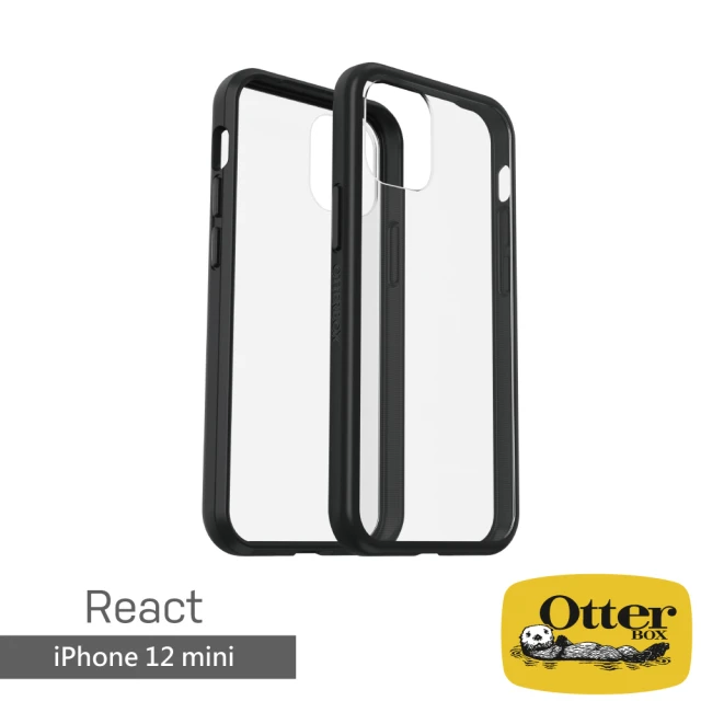 OtterBox iPhone 12 mini 5.4吋 React輕透防摔殼(黑)