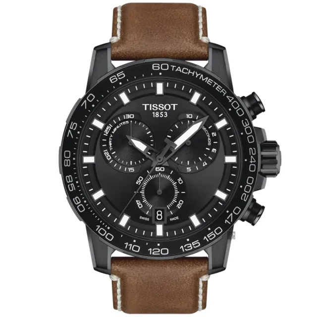 【TISSOT 天梭】Supersport 三眼計時手錶-45.5mm 送行動電源 畢業禮物(T1256173605101)