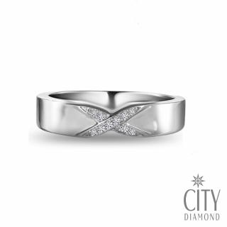 【City Diamond 引雅】『依偎』天然鑽石白K金戒指 鑽戒 男戒 對戒(璀璨流光系列)