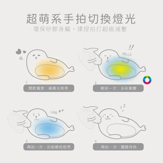 【KINYO】多彩呆萌海豹氣氛燈/小夜燈(LED-6537)