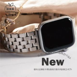 【蘋果庫Apple Cool】Apple Watch S7/6/SE/5/4 42/44/45mm 五排實心切面鋼帶