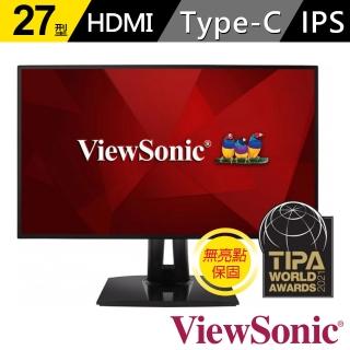 【ViewSonic 優派】VP2768A 27型AH-IPS 2K☆廣色域專業設計繪圖(內建喇叭/可旋轉/Type-C/Pantone/五年保固)