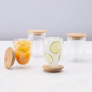 【CookPower 鍋寶】高硼耐熱雙層玻璃杯雙杯組350ml-贈蓋(買二送二)