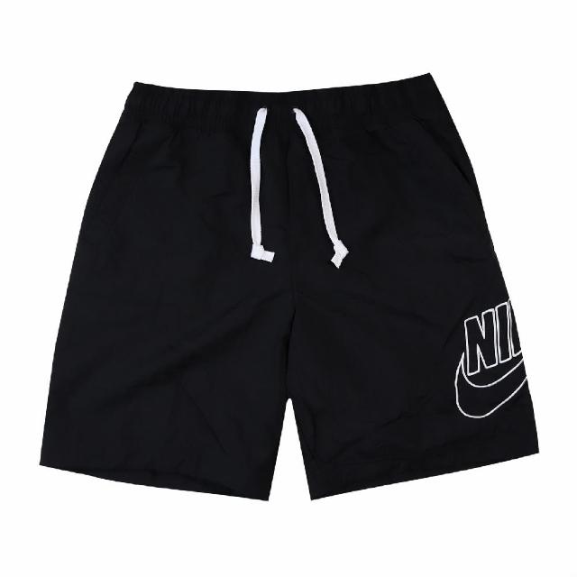 【NIKE 耐吉】短褲 Alumni Woven Shorts 男款 NSW 運動休閒 膝上 口袋 大Logo 黑 白(DB3811-010)