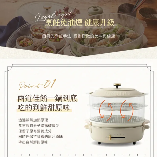 【職人款★日本BRUNO】橢圓形2.0升級料理蒸隔BOE053(職人款電烤盤專用配件)