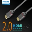 【Philips 飛利浦】HDMI 2.0☆公對公☆ 4K60Hz☆1.5m 影音傳輸線(SWV5613G)