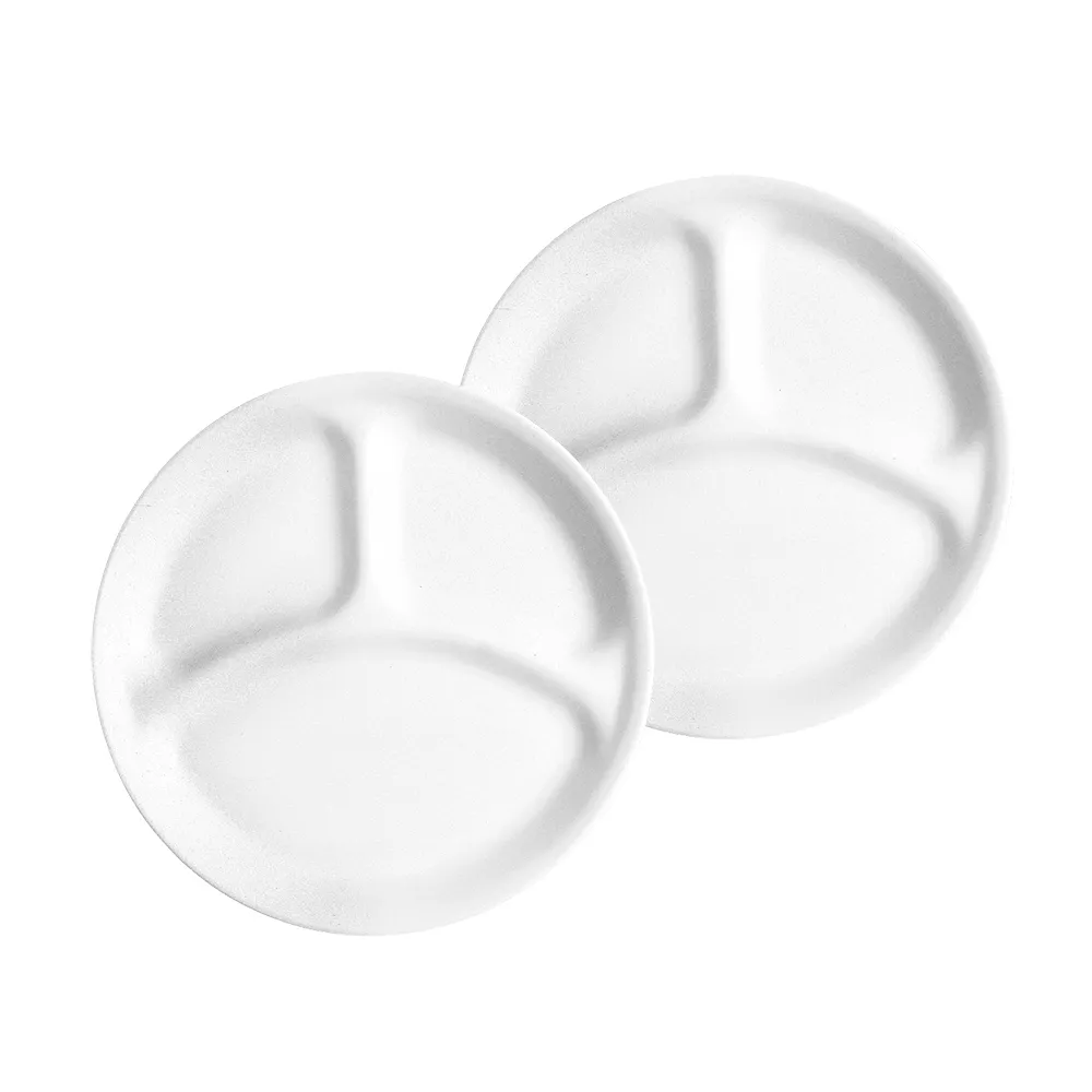 【CorelleBrands 康寧餐具】經典純白 10吋分隔餐盤(二入組)