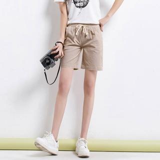【LANNI 藍尼】現貨 女款棉麻五分褲(棉麻/寬鬆/短褲/褲子/綁帶/售完不補)
