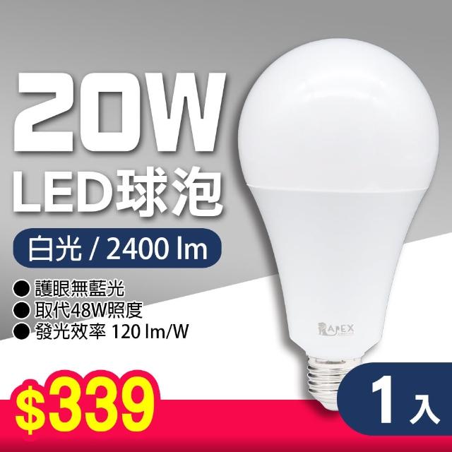 【朝日光電】LED E27 20W球泡-1入(LED燈泡)