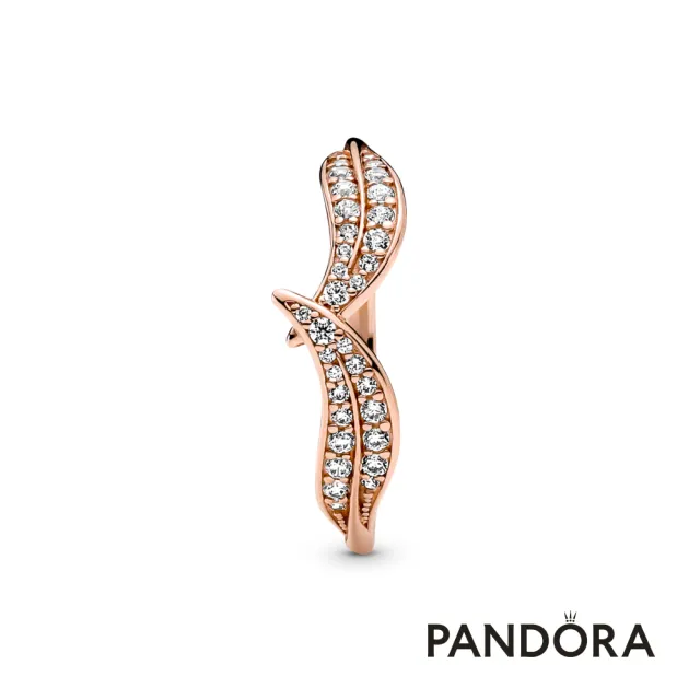 【Pandora官方直營】璀璨葉片戒指：鍍14k玫瑰金-絕版品
