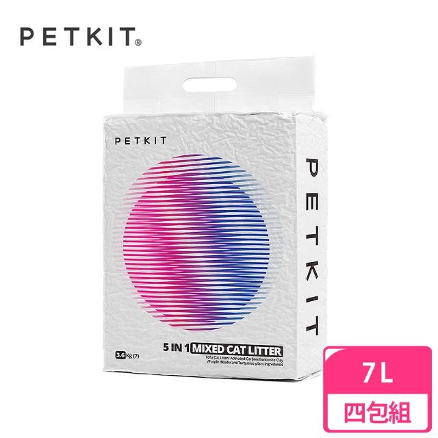 【Petkit 佩奇】5合1活性碳混合貓砂 7L/3.6kg×4包組(豆腐砂、除臭貓砂、可溶解、可沖入馬桶)