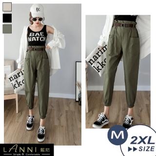 【LANNI 藍尼】★高腰九分花苞褲-大口袋款(長褲/休閒/居家/外出)